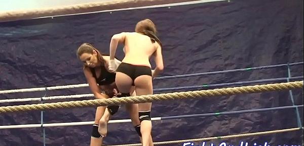  Naked lesbian babes dont stop wresting